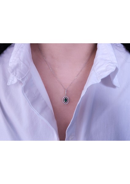 Pırlanta ve Oval Zümrüt Taşlı Kolye 0417P0026 modelleri