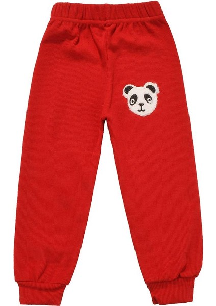 Panda Nakışlı Unisex Bebek Alt Kırmızı