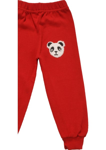 Panda Nakışlı Unisex Bebek Alt Kırmızı