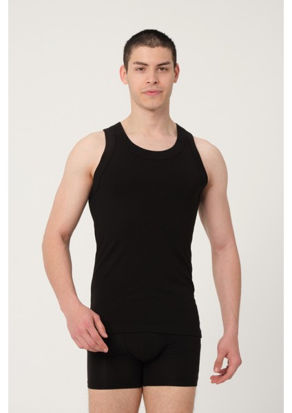 Erkek Pamuklu Süprem Penye Slim Fit Atlet Kolsuz Likralı Üst - 1023