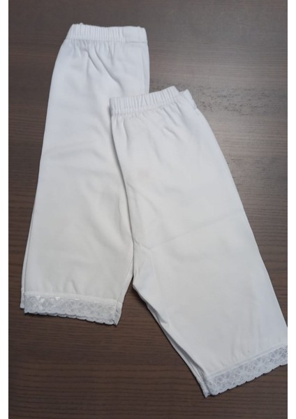 408 Kız Çocuk 2'li Yarım Tayt-Beyaz