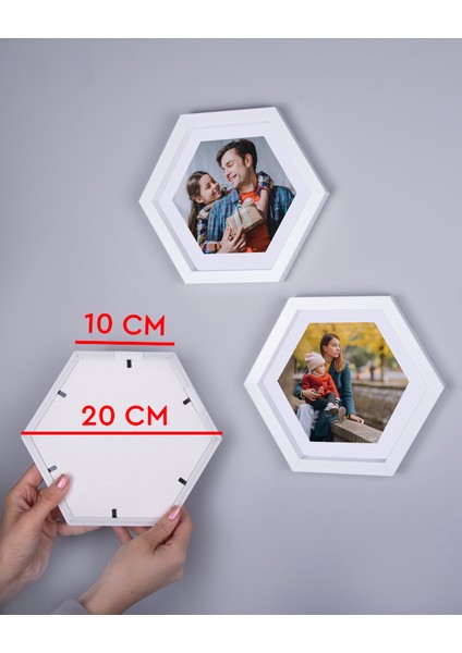 Yapışkanlı Sök Tak Orta Boy Beyaz Altıgen Fotoğraf Çerçevesi - 3'lü Paket fiyatları
