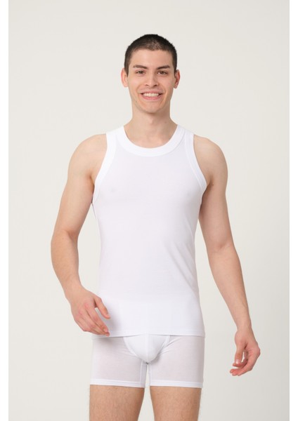 Erkek Pamuklu Süprem Penye Halter Yaka Kolsuz Atlet Likralı Üst 2'li -1022