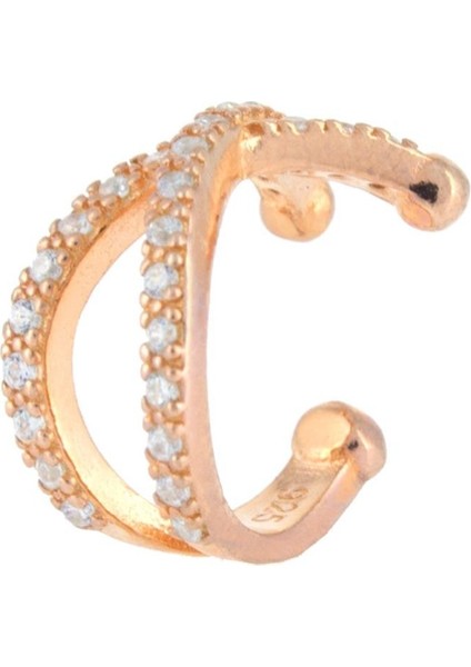 925 Ayar Gümüş Zirkon Taşlı Kesişim Kıkırdak Küpe