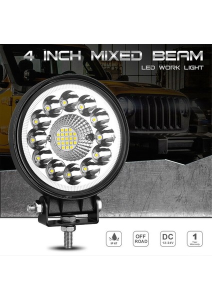 1x Yuvarlak 4 Inç LED Çalışma Işığı Bar Bölmeleri Taşkın Noktası Off Road Suv 4WD (Yurt Dışından)