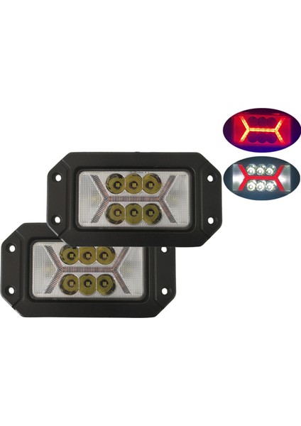 Araba Kamyon Için 40W LED Off-Road Dikdörtgen x Sis Farı Kırmızı Işık (Yurt Dışından) modelleri