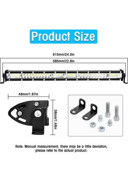 LED Işık Çubuğu Spot Taşkın Combo Işın Tek Sıralı Çalışma Işığı - 20 Inç (Yurt Dışından)