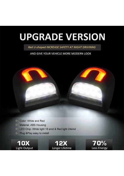 Silverado Için Chevy Için 2pcs Kırmızı U Tüp LED Plaka Işıkları (Yurt Dışından) fiyatları