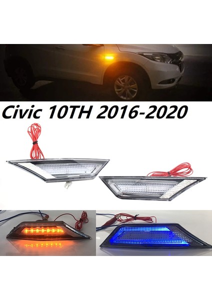 Honda Civic 10TH 2016-2020 Için 2x LED Yan Sinyal Lambası Dönüş Drl Kiti (Yurt Dışından)