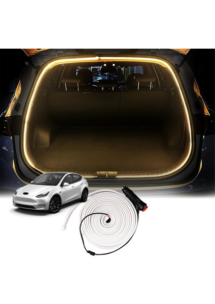 Tesla Araba Için LED Işık Şeridi Su Geçirmez Neon Işıklar (Sıcak Beyaz) (Yurt Dışından)