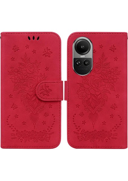 Oppo Oppo 10 Pro 5g Kabartma Gül Çiçek Kart Yuvaları Için Kılıf Kickstand Vaka (Yurt Dışından)
