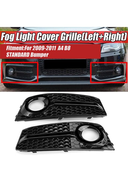 Audi A4 B8 2009-2011 Için Siyah Araba Ön Sis Farı Örgü Izgara Kapağı (Yurt Dışından) modelleri