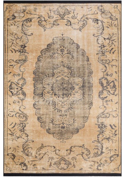 Home Vintage Desenli Yıkanabilir Pamuk Taban Halı