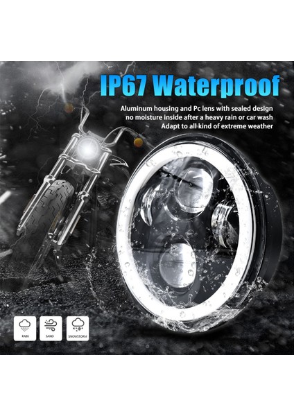 5.75 LED Far, Harley Sportster Iron 883 Için Beyaz Halo Drl ile (Yurt Dışından) indirimleri