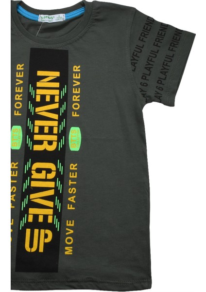Never Gıve Up Baskılı Erkek Bebek Tshirt Yeşil