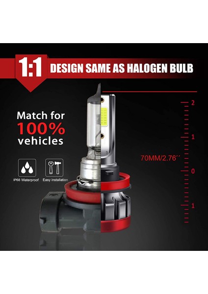 2pcs H8/H11 LED Motosiklet Far 3000LM Mavi LED Sis Farı (Yurt Dışından) fiyatları