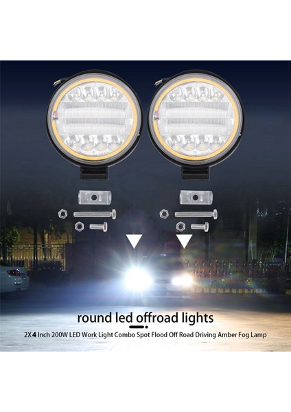 2x 4 Inç LED Çalışma Işığı Combo Off Road Sürüş Amber Sis Lambası (Yurt Dışından)