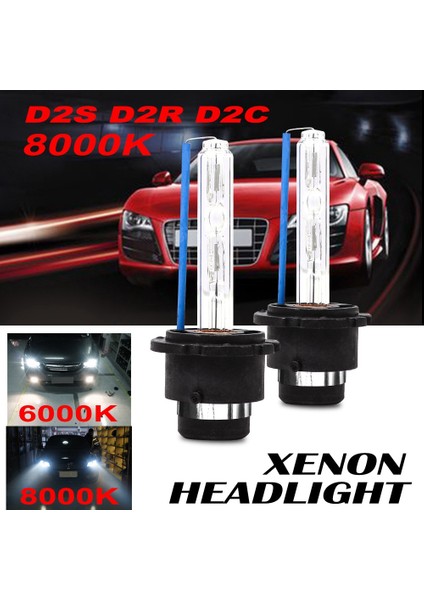 Hid Xenon Far Yedek Ampul Lambaları (1 Çift) Bdt 8000K (Yurt Dışından)