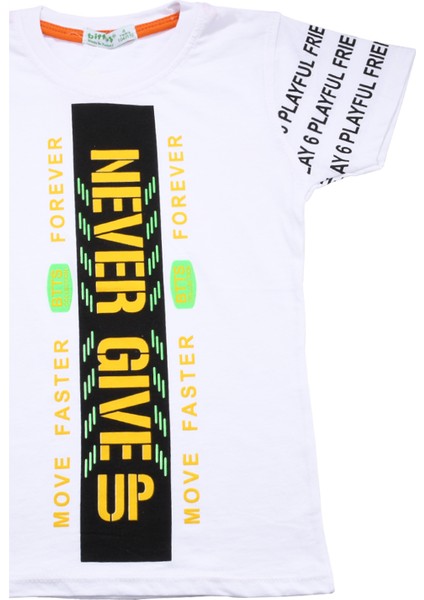 Never Gıve Up Baskılı Erkek Bebek Tshirt Beyaz indirimleri
