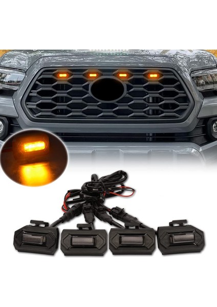 Toyota Tacoma Raptor Trd Için 4pcs LED Ön Izgara Işıkları, Sarı Işık (Yurt Dışından) indirimleri