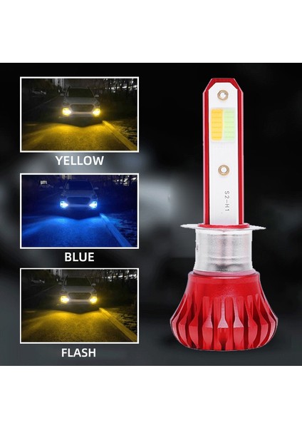 2x Cob H1 Sürüş Araba Farı 8000K Buz Mavisi 3000K Amber Sarı (Yurt Dışından) fiyatları