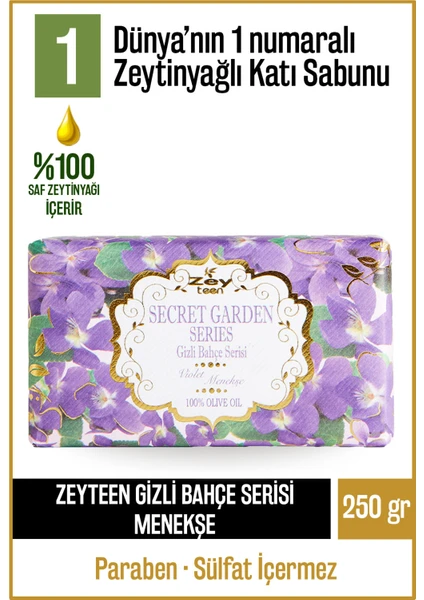 Doğal Gizli Bahçe Seri Menekşe Ve Zeytinyağlı Katı Sabun Menekşeli Zeytinyağı El Sabunu 250 gr