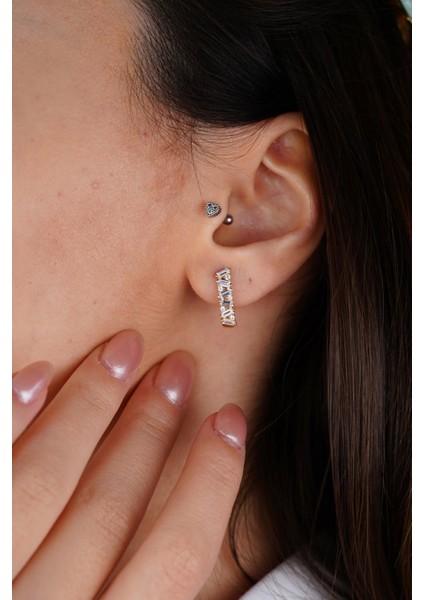 Güzide 14 Ayar Altın Taşlı Halka Küpe