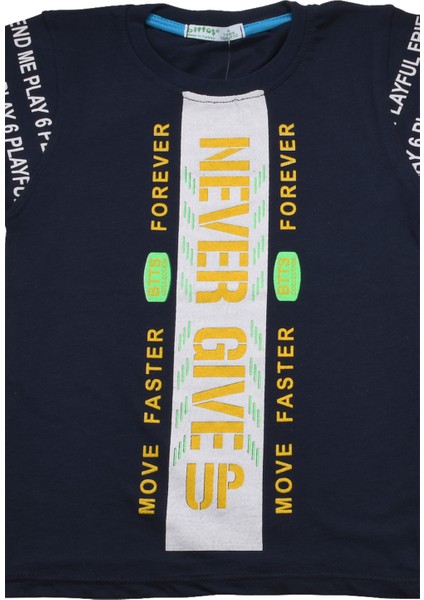 Never Gıve Up Baskılı Erkek Bebek Tshirt Lacivert