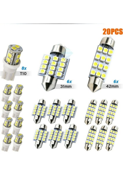 20X LED Araç Iç Işık Harita Lambası Plaka Işıkları Ampuller Beyaz (Yurt Dışından) fiyatları