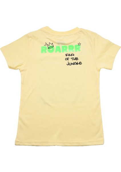 Sevimli Dinozor Baskılı Erkek Bebek Tshirt Sarı