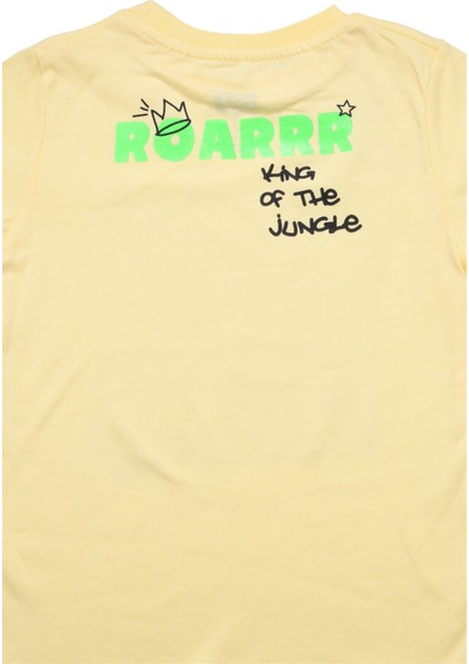 Sevimli Dinozor Baskılı Erkek Bebek Tshirt Sarı