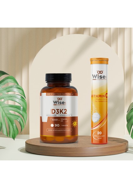 Vitamin D3 K2 90 Tablet, Vitamin C + Çinko Efervesan 20 Tablet