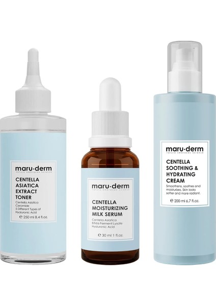 Centella 3'lü Cilt Bakım Seti - Centella Krem, Centella Tonik, Centella Serum