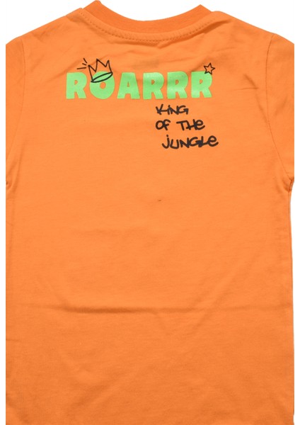 Sevimli Dinozor Baskılı Erkek Bebek Tshirt Turuncu
