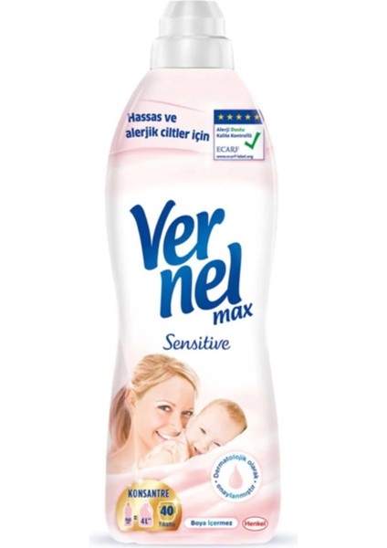 Max Sensitive Yumuşatıcı 40 Yıkama 960 ml