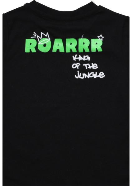 Sevimli Dinozor Baskılı Erkek Bebek Tshirt Siyah
