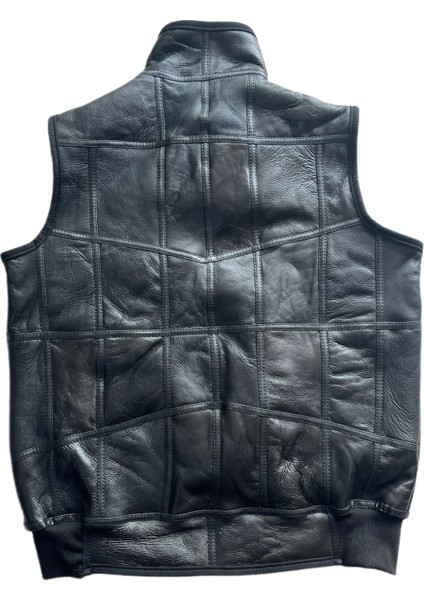 Patchwork Içi Kürk-Dışı Süet Hakiki Deri Yakalı Biye ve Triko Detaylı Yelek modelleri