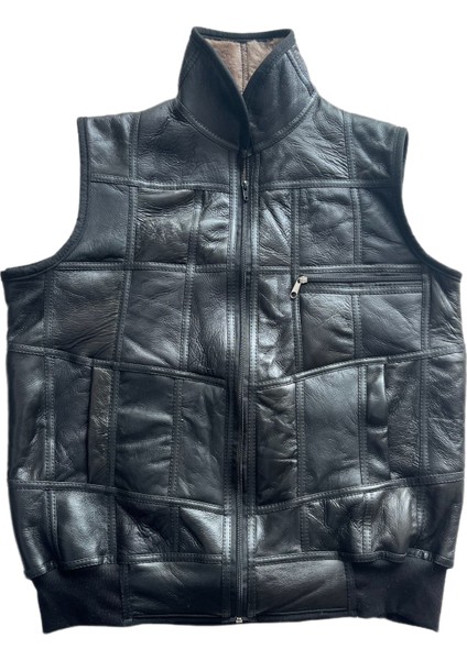 Patchwork Içi Kürk-Dışı Süet Hakiki Deri Yakalı Biye ve Triko Detaylı Yelek fırsatları