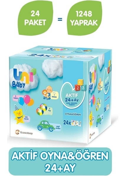 Baby Aktif Oyna Öğren Islak Mendil 24LÜ Paket 52X24 CM(1248 Yaprak)