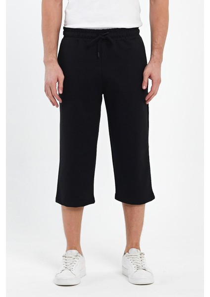 Erkek Yanları Cepli Siyah Bermuda Diz Altı Kapri Beli Ayarlanabilir Lastikli Uzun Şort fiyatları