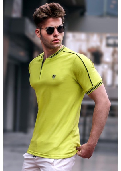 Elma Yeşili Polo Yaka Erkek Tişört 9281
