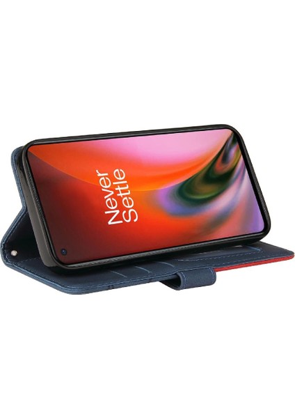 Kart Yuvası Standı Iki Renkli Dikiş Pu ile Oneplus Nord 2 5g Için Kılıf (Yurt Dışından)