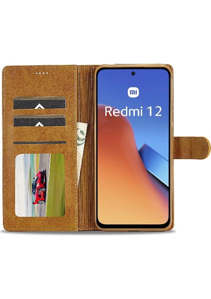 Xiaomi Redmi Için 12 4g Kart Yuvaları Cüzdan Buzağı Doku Yatay (Yurt Dışından)