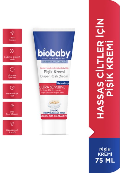 Biobaby Bebek Pişik Kremi %40 Çinko 75 gr - Organik Kır Iğdesi Yağı Ve Zeytinyağı Içerir