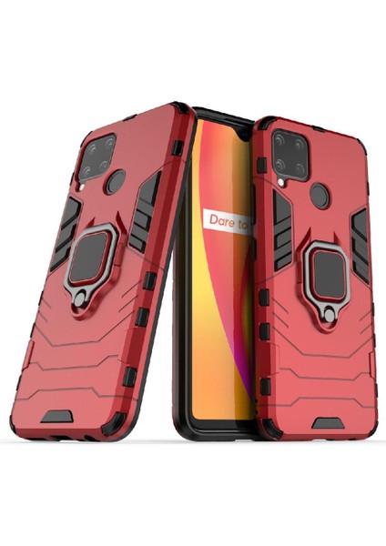 Realme C15 Darbeye Kapak Için Kılıf Kickstand Askeri Damla Koruma (Yurt Dışından)