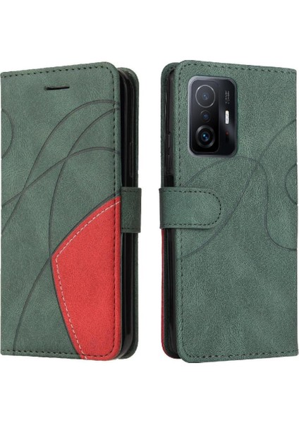 Xiaomi 11T/11T Pro Pu Deri Flip Folio Kılıf Kickstand Iki Renkli (Yurt Dışından)