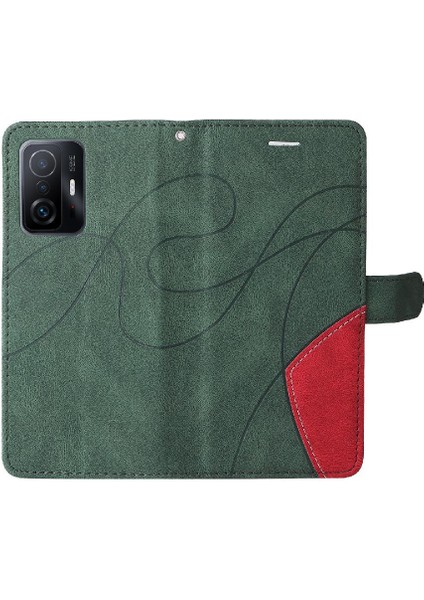 Xiaomi 11T/11T Pro Pu Deri Flip Folio Kılıf Kickstand Iki Renkli (Yurt Dışından)