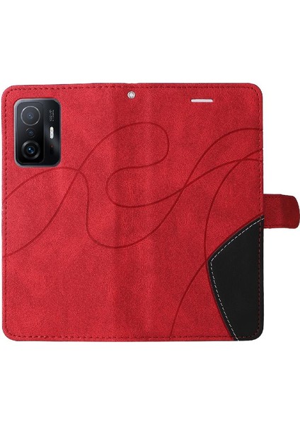 Xiaomi 11T/11T Pro Pu Deri Flip Folio Kılıf Kickstand Iki Renkli (Yurt Dışından)