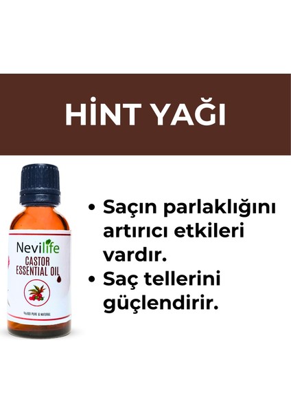 3'lü  Bakım Yağları Biberiye Yağı 20 ml, Hindistan Cevizi Yağı 20 ml, Hint Yağı 20 ml