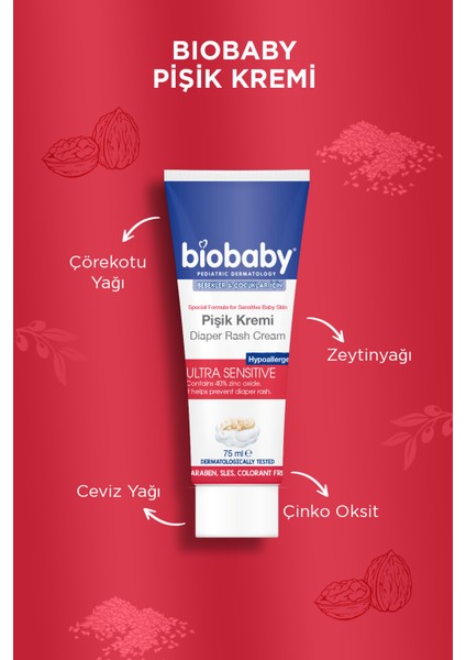 Biobaby Bebek Pişik Kremi %40 Çinko 75 gr - Organik Kır Iğdesi Yağı Ve Zeytinyağı Içerir